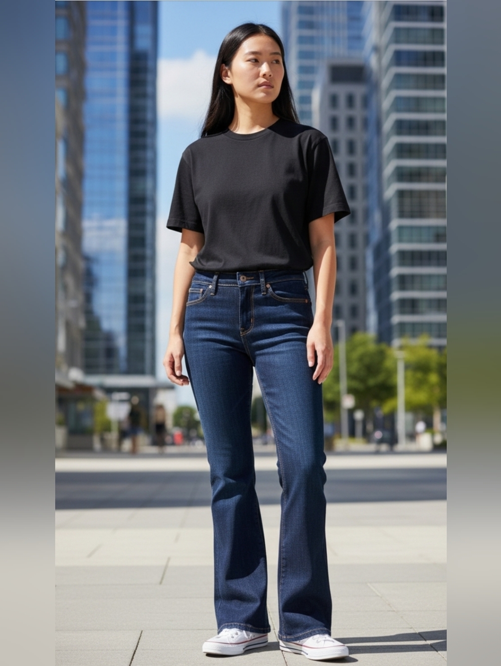 7 For All Mankind Dark Blue Flare High-Rise Jeans